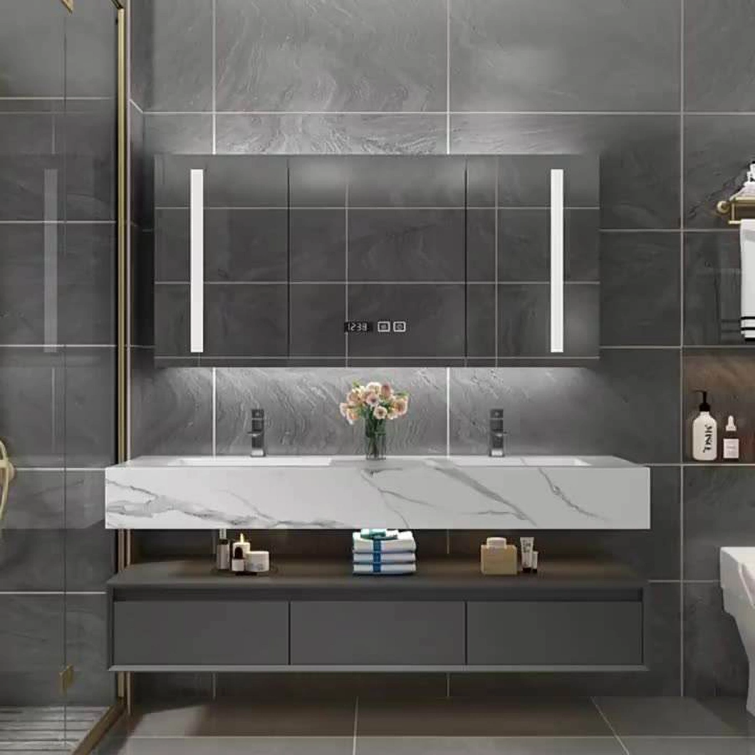 کابینت دو سینک حمام مرمری لوکس کابینت حمام آلومینیومی با کابینت آینه