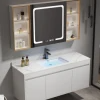 کابینت لباسشویی و رختشویی مدرن چوب جامد مبلمان حمام مشکی کابینت حمام مجلل با کابینت آینه هوشمند