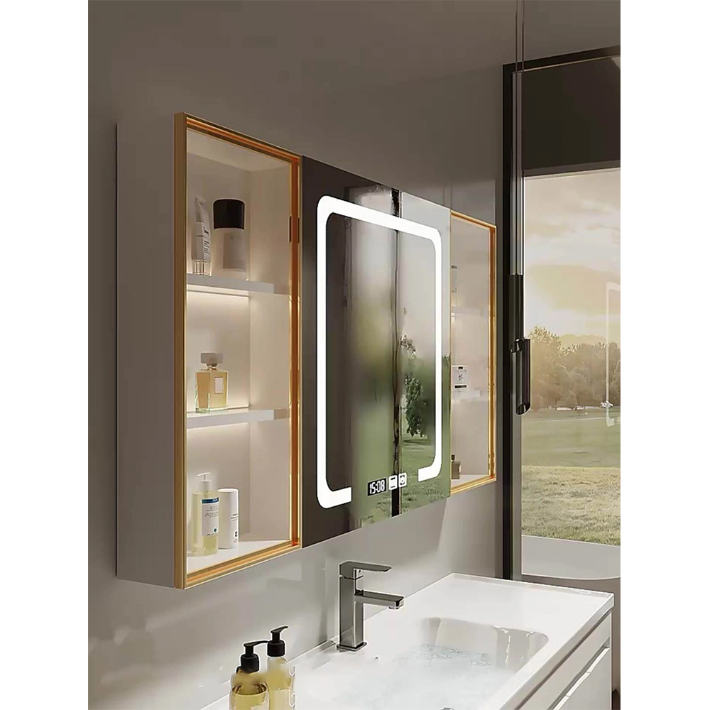 کابینت لباسشویی و رختشویی مدرن چوب جامد مبلمان حمام مشکی کابینت حمام مجلل با کابینت آینه هوشمند