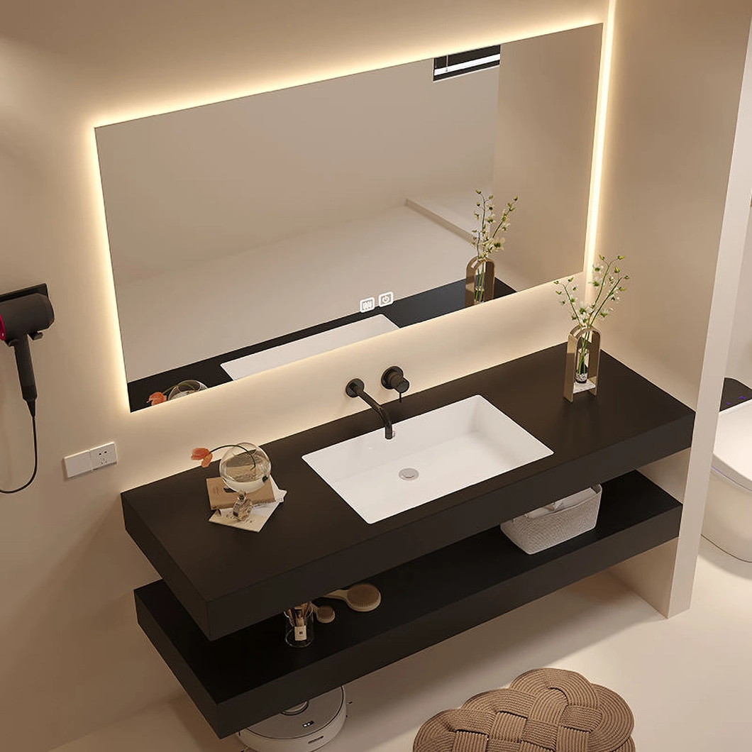 کابینت آینه ای هوشمند روی زمین کابینت حمام دو سینک مبلمان سرویس بهداشتی ست کابینت حمام
