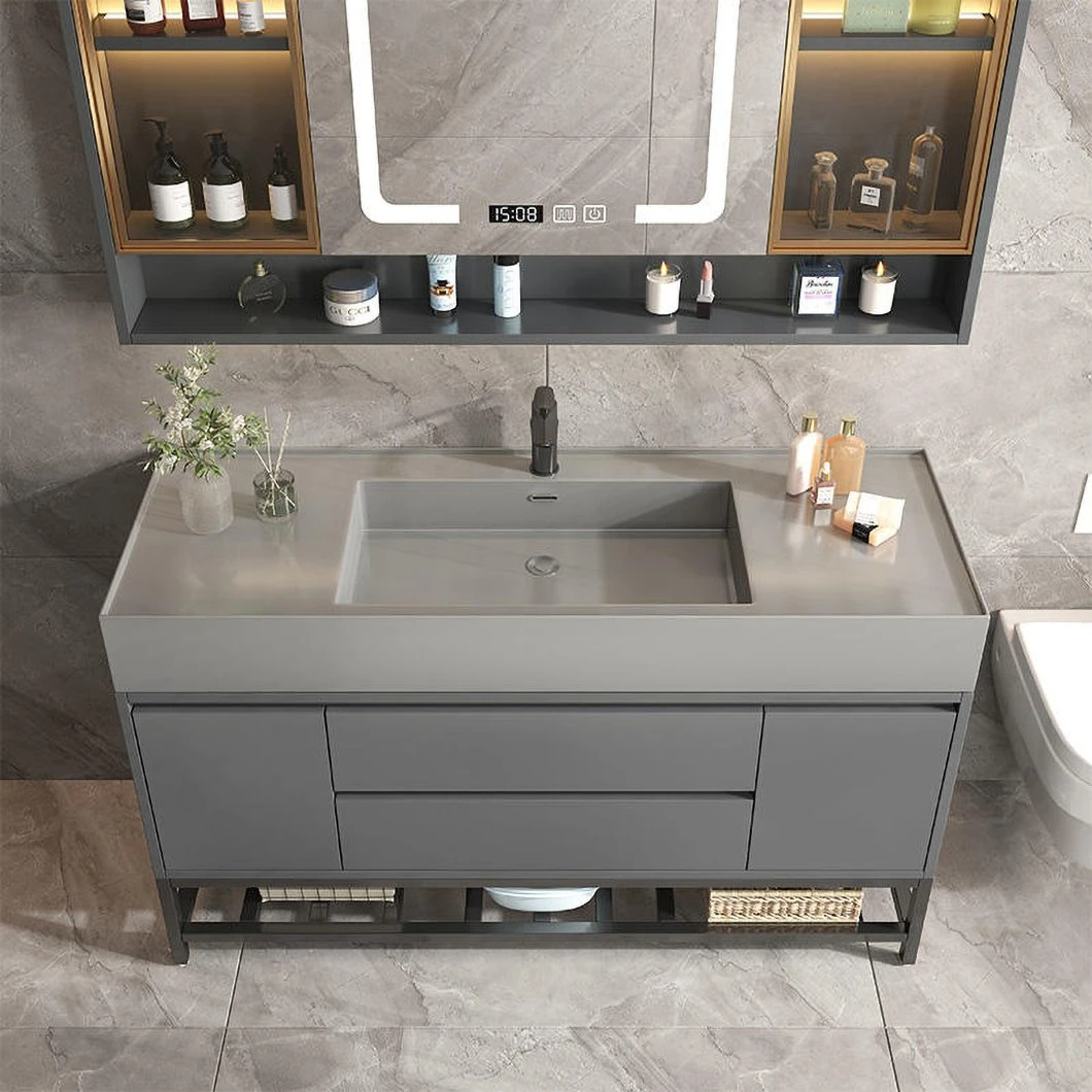 کابینت آینه ای هوشمند روی زمین کابینت حمام دو سینک مبلمان سرویس بهداشتی ست کابینت حمام