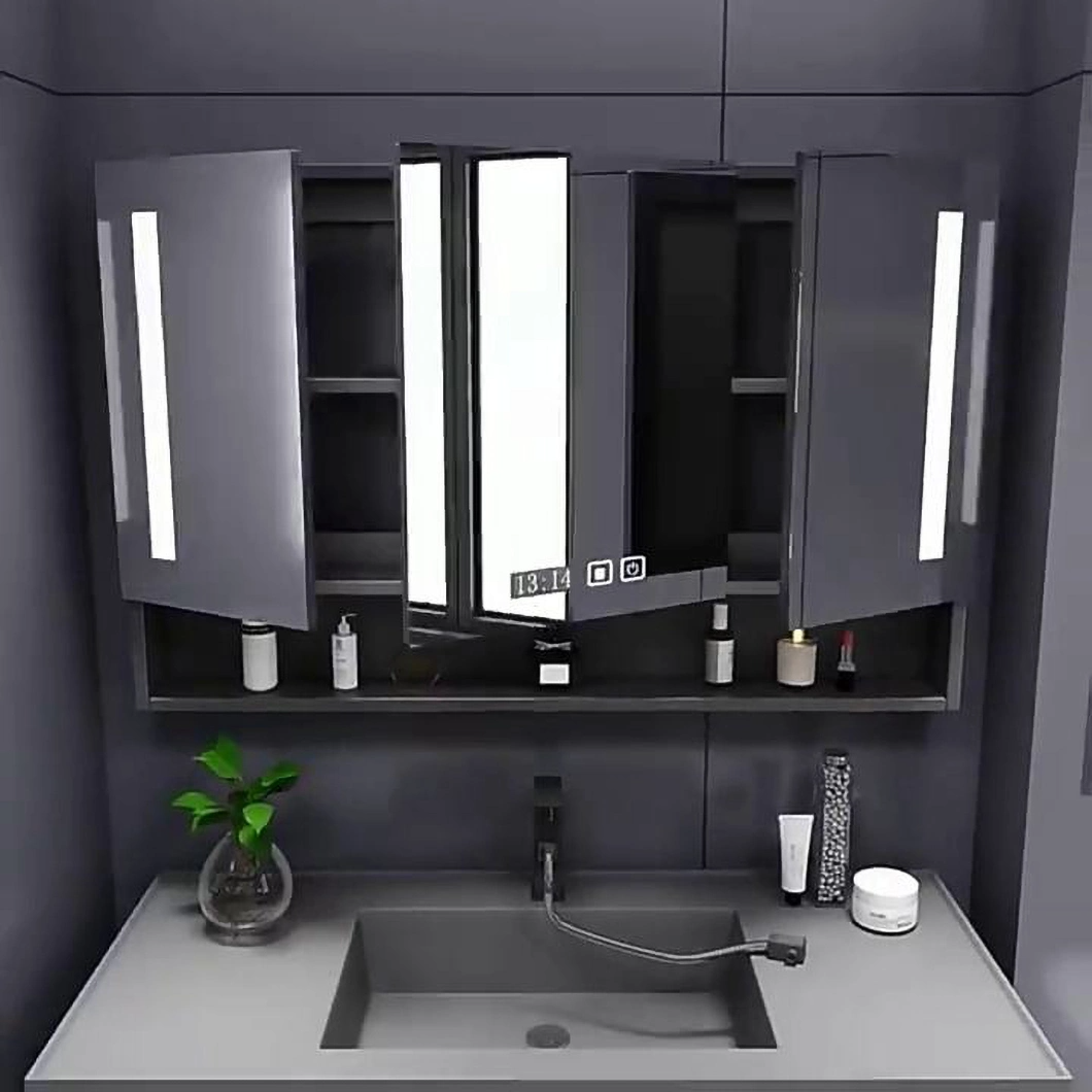 کابینت آینه ای هوشمند روی زمین کابینت حمام دو سینک مبلمان سرویس بهداشتی ست کابینت حمام