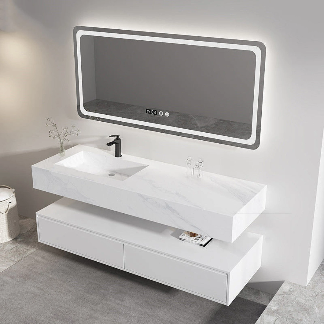کابینت حمام مدرن 24 اینچی سینک روشویی دیواری یکپارچه مرمری