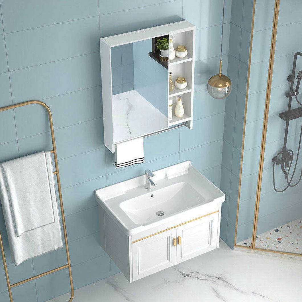 فروش عمده مبلمان چوب جامد سفید حمام روشویی کابینت حمام با آینه