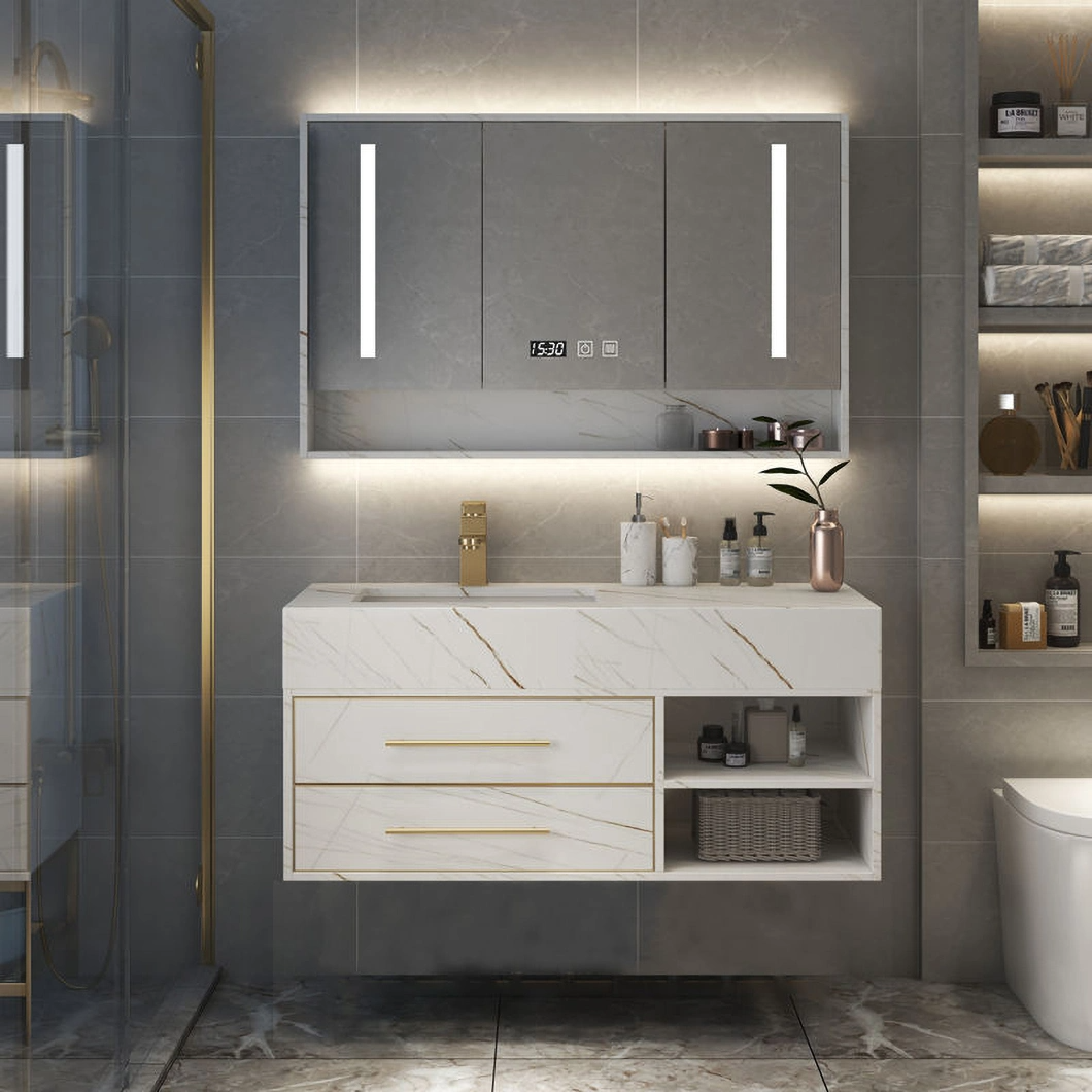 فروش عمده مبلمان چوب جامد سفید حمام روشویی کابینت حمام با آینه