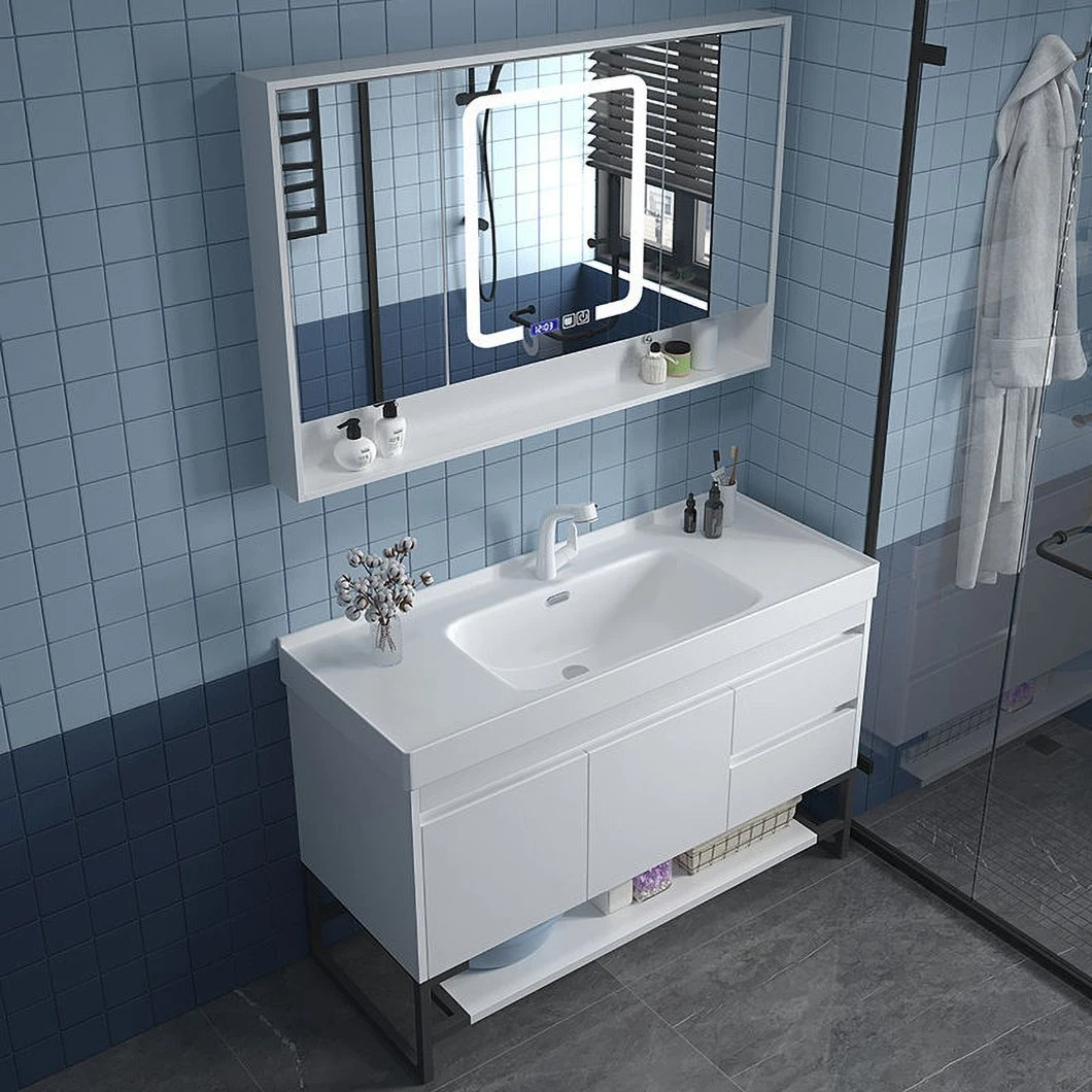 فروش عمده مبلمان چوب جامد سفید حمام روشویی کابینت حمام با آینه