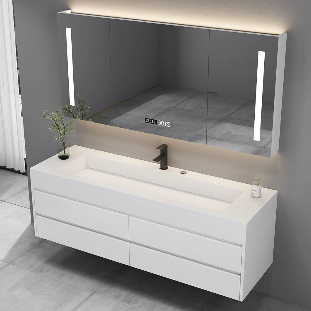 فروش عمده مبلمان چوب جامد سفید حمام روشویی کابینت حمام با آینه