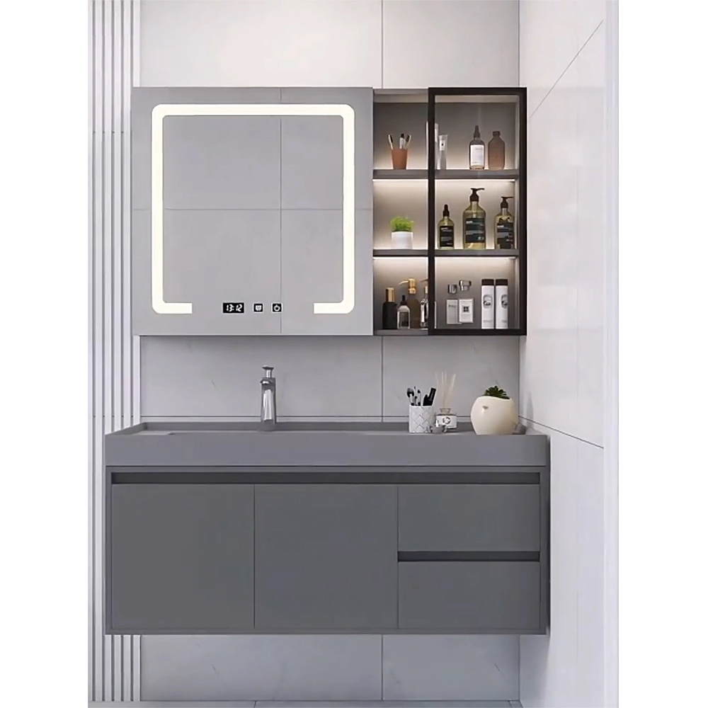 OEM عمده فروشی لوکس لوکس حوضچه سرامیکی بدون درز میز شستشوی چوب جامد کابینت حمام دستشویی دستشویی حمام
