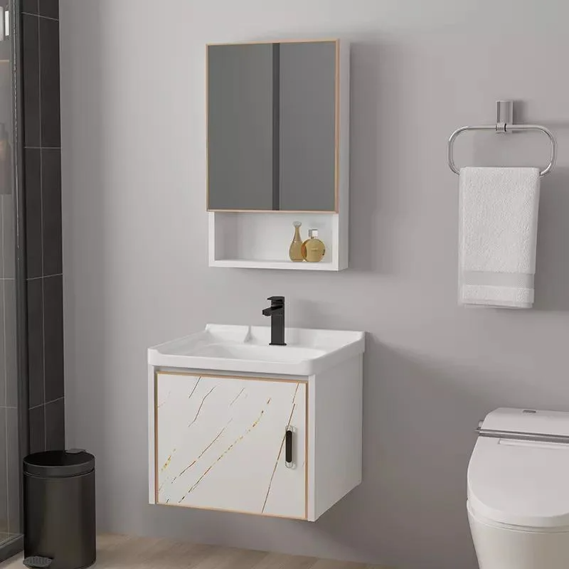 کابینت آلومینیومی دیواری آینه مدرن ضد آب ست روشویی کوچک روشویی حمام با سینک