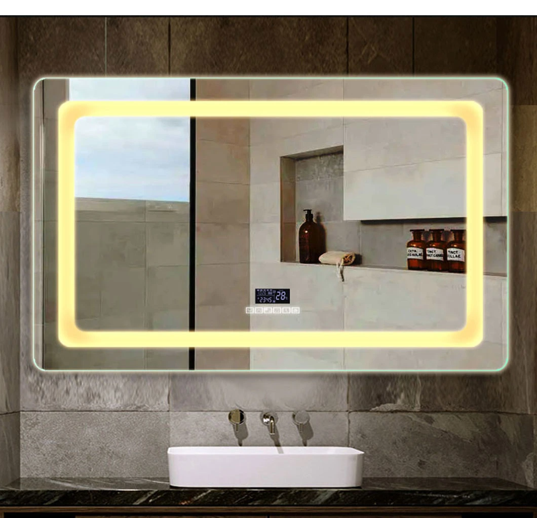 Hot Sale Defogger Rectangle Smart حمام آینه صفحه نمایش لمسی LED آینه با نور پس زمینه