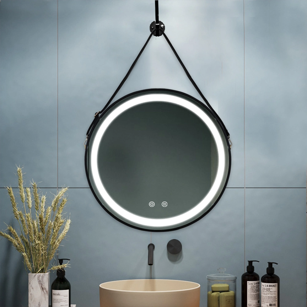 فروش داغ بچه ها آینه حمام 60cm 80cm هتل دکوراتیو مدرن دیوار گرد ضد مه آینه حمام با LED