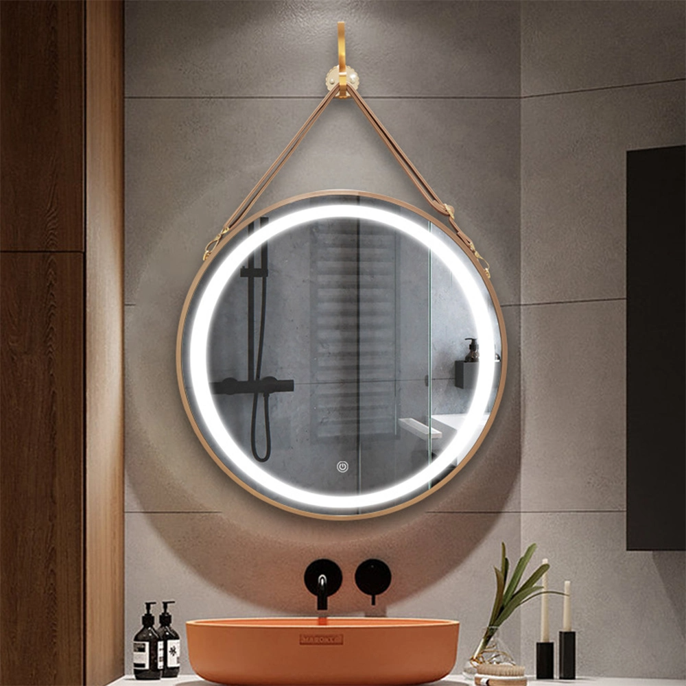 فروش داغ بچه ها آینه حمام 60cm 80cm هتل دکوراتیو مدرن دیوار گرد ضد مه آینه حمام با LED