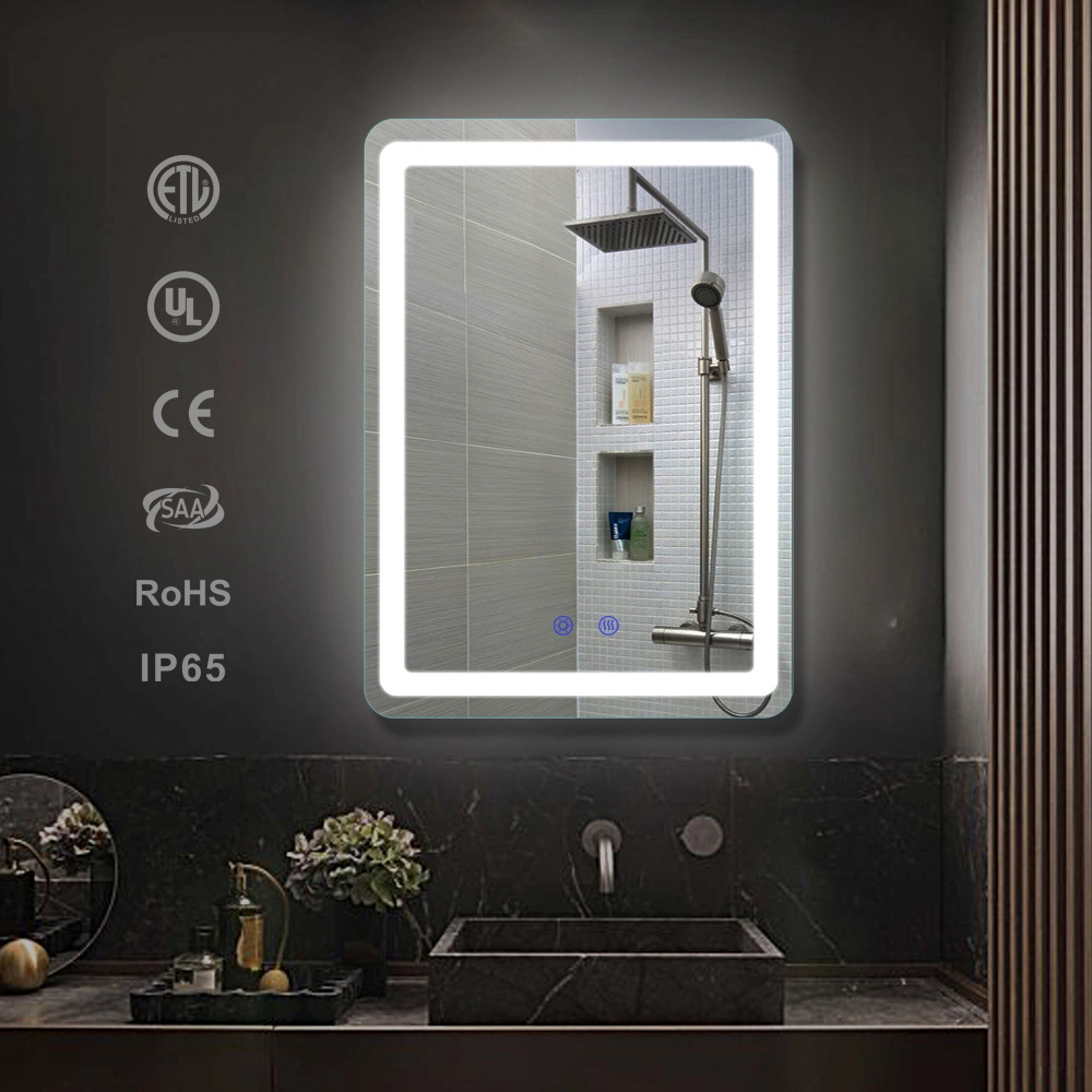 آینه حمام بلوتوث هوشمند چراغ‌زدایی LED با ساعت دیجیتال