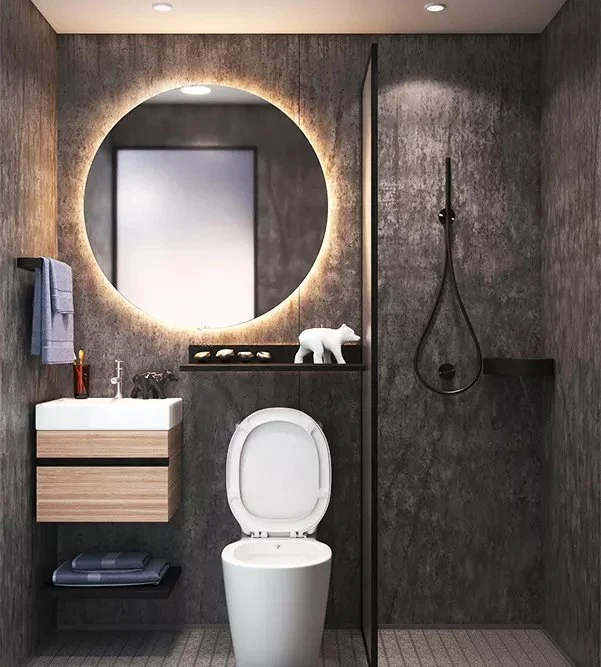 آینه دیواری گرد 600 میلی متری چراغ رنگی LED سفارشی دیفگ هوشمند حمام هوشمند آینه دستشویی LED با نمایش زمان